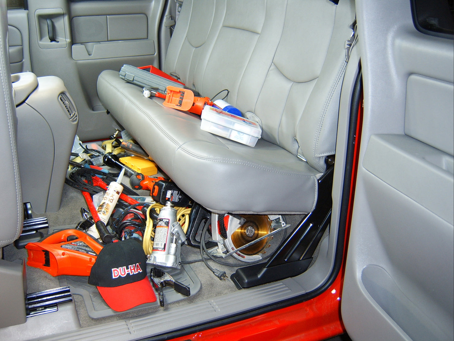DU-HA 10001 Chevrolet/GMC Underseat Storage Console Organizer And Gun Case - Dark Gray