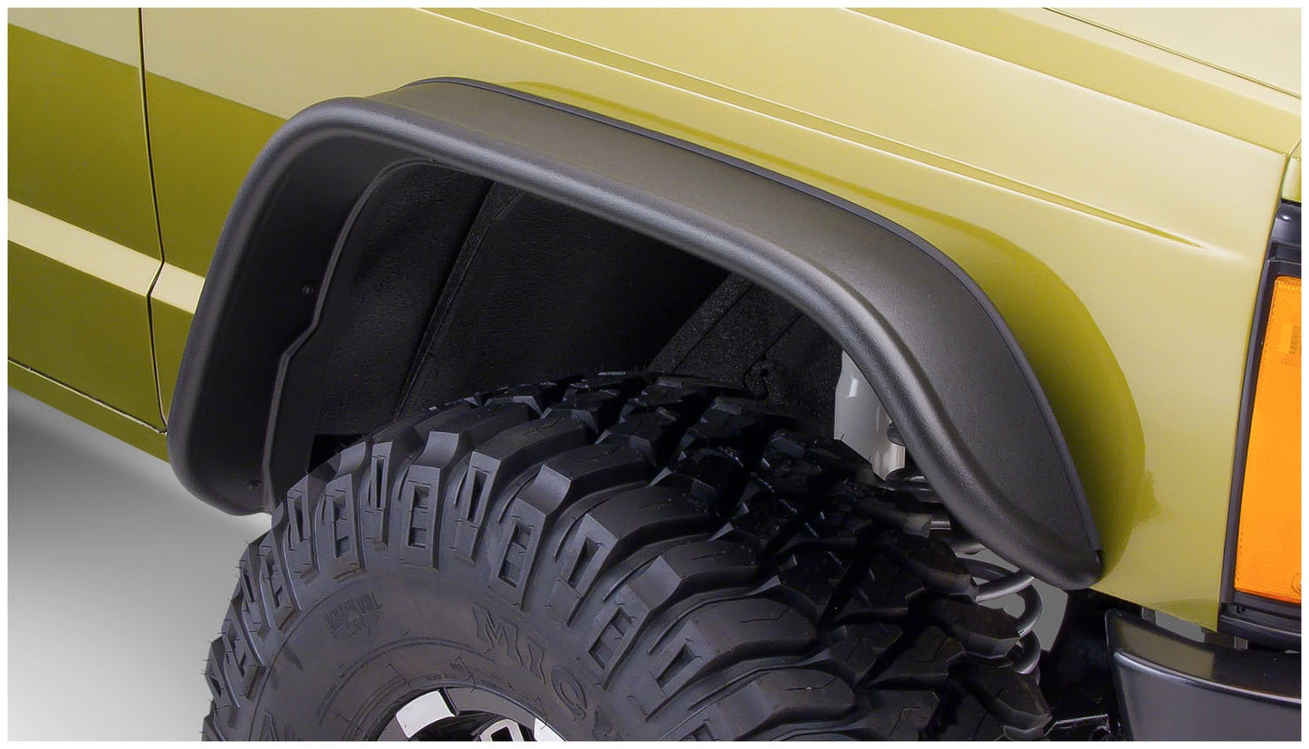 Bushwacker 10063-07 Black Jeep Flat Style Textured Finish Front Fender Flares For 1984-2001 Jeep Cherokee