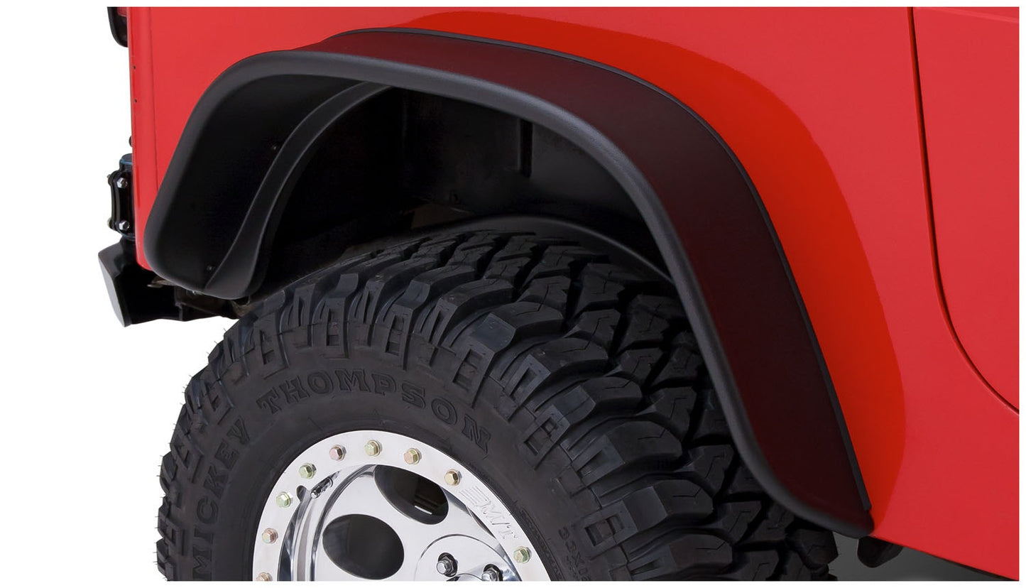 Bushwacker 10068-07 Black Jeep Flat Style Textured Finish Rear Fender Flares For 1987-1995 Jeep Wrangler YJ (Excludes Renegade)