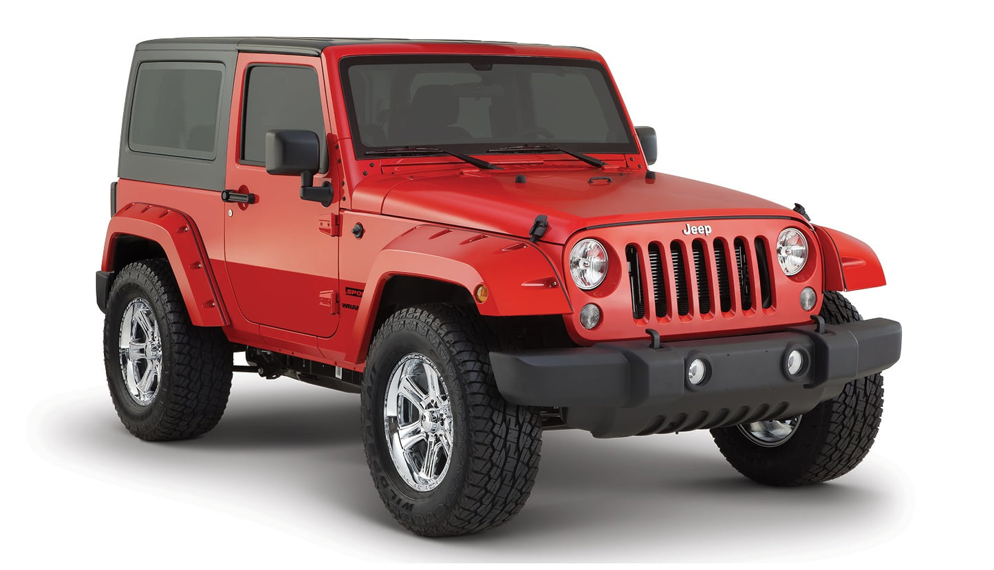 Bushwacker 10078-02 Black Pocket/Rivet Style Smooth Finish Rear Fender Flares For 2007-2018 Jeep Wrangler JK 2-Door