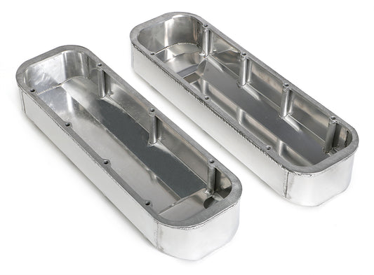 HAMBURGER'S PERFORMANCE PRODUCTS FABRICATED ALUMINUM VALVE COVERS POLISHED BBC WITH HOLE 1023