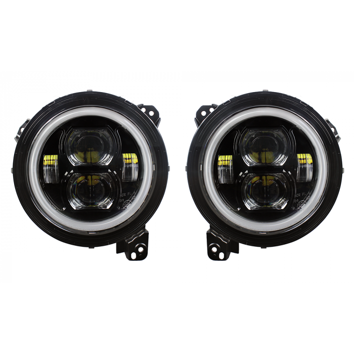 Quake LED - QTE1039 - Jeep JL/JT 9 In. Headlights With DRL Sequential Turns And RGB Accent