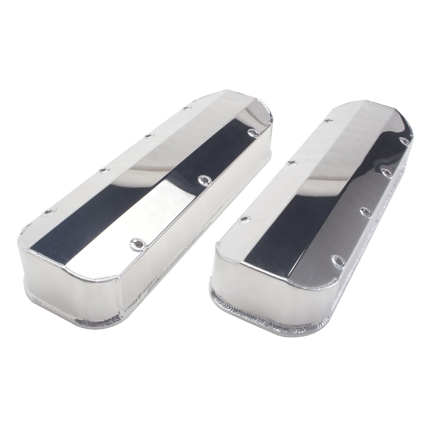 HAMBURGER'S PERFORMANCE PRODUCTS BRUSHED ALUMINUM FABRICATED VALVE COVERS; CHEVY BB ENGINES (1965-2000); NO HOLES/BAFFLES 1053