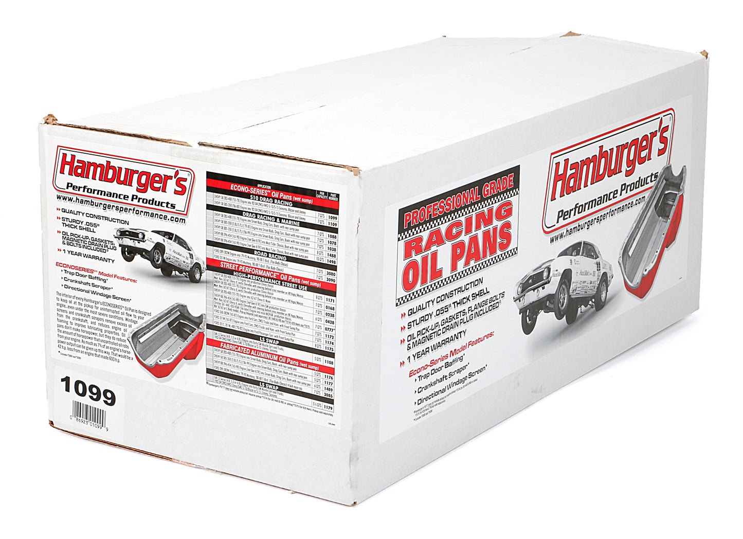 HAMBURGER'S PERFORMANCE PRODUCTS ECONO-SERIES OIL PAN; SB CHEVY (283-400) 1955-79-INTO S10 SWAP- DRAG RACE; 7 QTS.; WET SUMP 1099