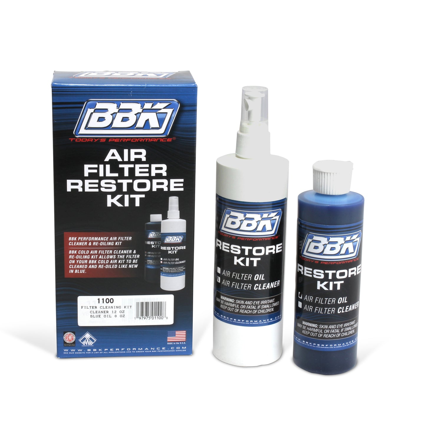 BBK AIR FILTER CLEANER & BLUE RE-OILING KIT - UNIVERSAL 1100