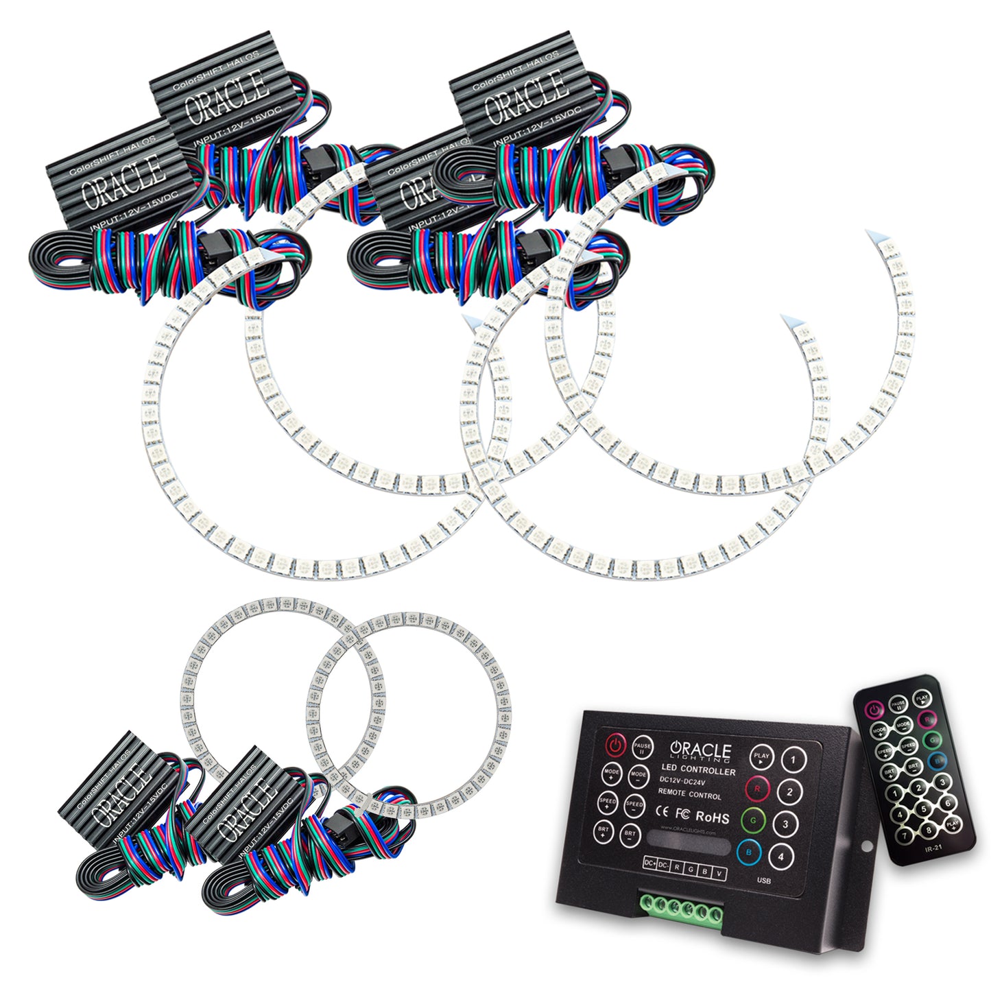 Oracle Lighting 1118-333 - Dodge Charger 2005-2010 ORACLE ColorSHIFT Triple Ring Halo Kit