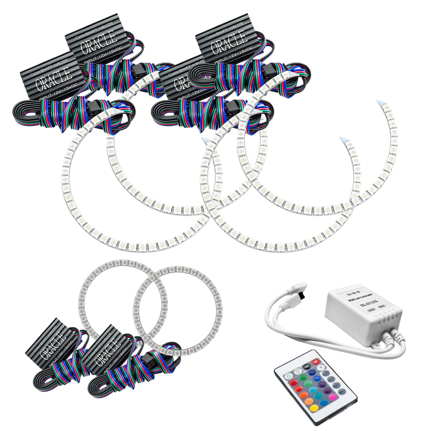 Oracle Lighting 1118-504 - Dodge Charger 2005-2010 ORACLE ColorSHIFT Triple Ring Halo Kit