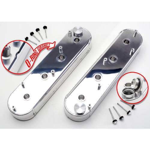 HAMBURGER'S PERFORMANCE PRODUCTS FABRICATED ALUMINUM VALVE COVERS; GM LS SERIES; WITH BRACKET MOUNTING HOLES- CHROME/ALUMINUM 1126