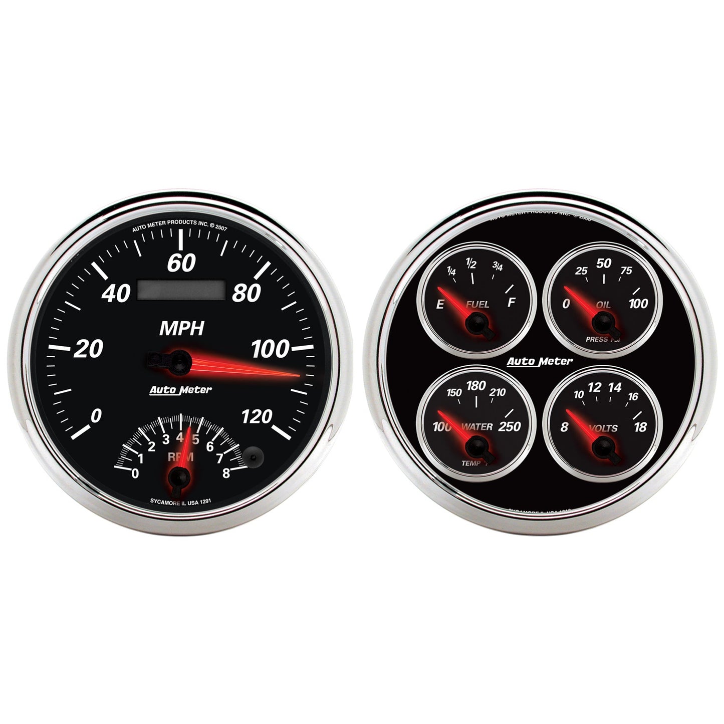 AutoMeter 2 PC. GAUGE KIT 5 in. QUAD & SPEEDOMETER 240-33 O DESIGNER BLACK II 1204