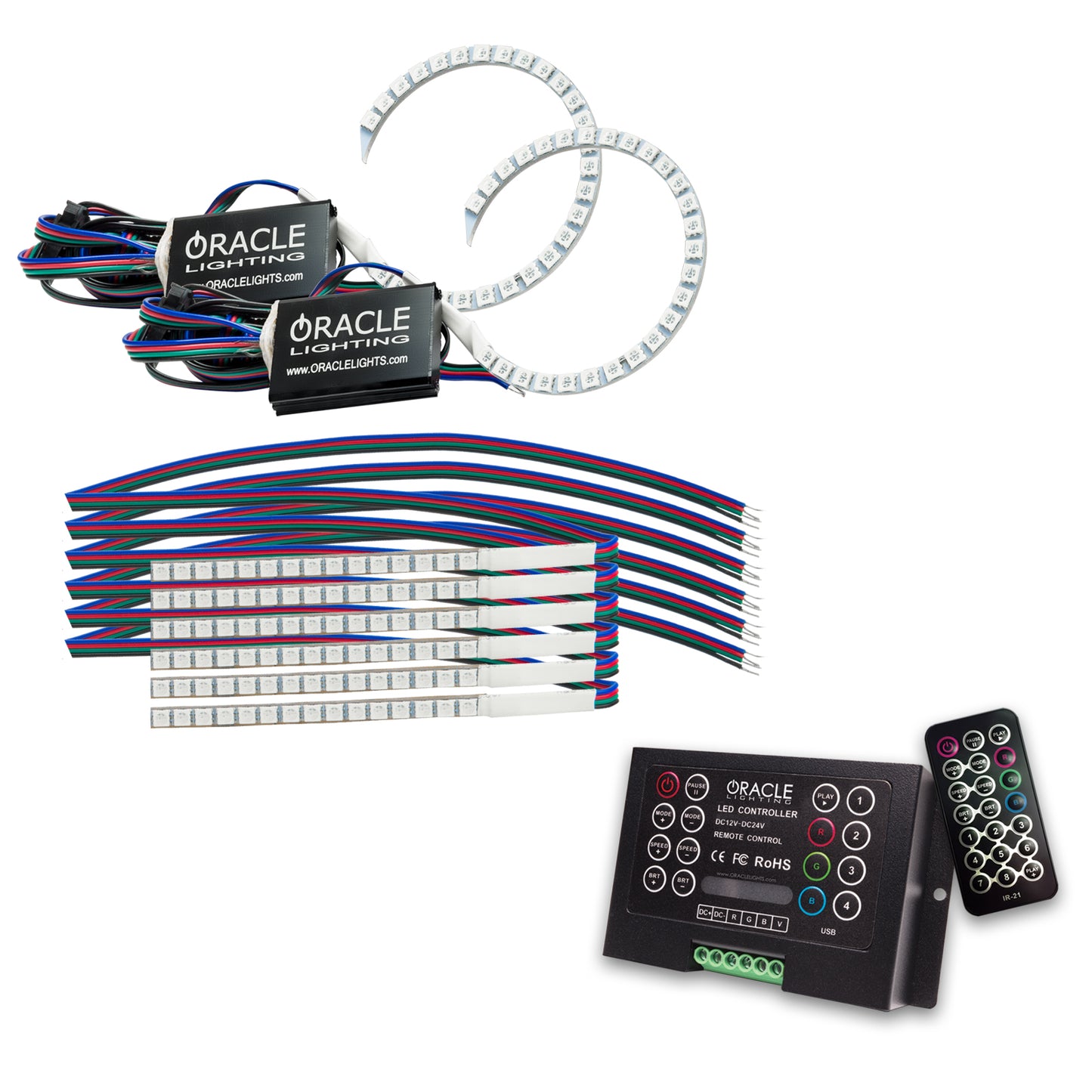 Oracle Lighting 1348-333 - Ford Mustang 2018-2019 ORACLE ColorSHIFT Halo Kit w/ DRL