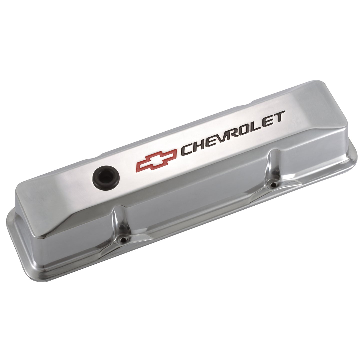 Proform Engine Valve Covers; Tall Style; Die Cast; Polished with Bowtie Logo; SB Chevy 141-108