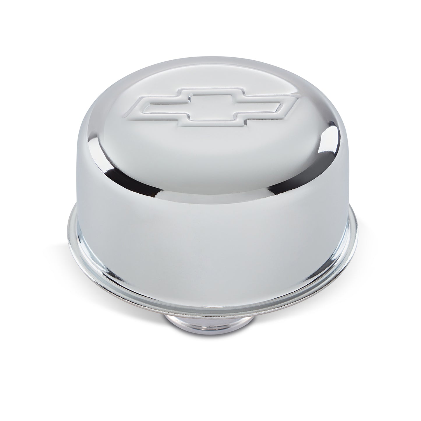 Proform Engine Valve Cover Breather; 3 In Dia; Chevy Logo; Push-In Style; Chrome 141-616