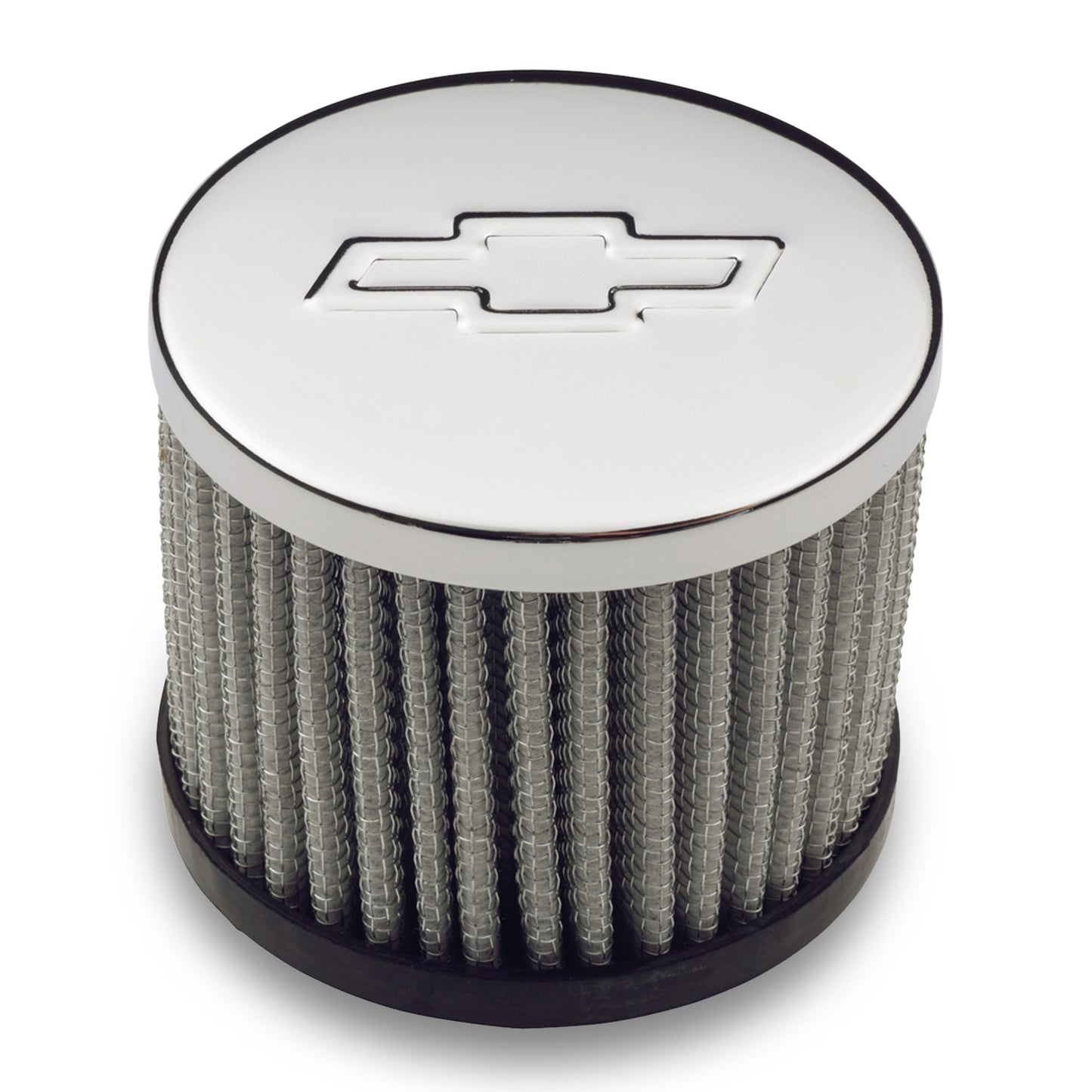 Proform Engine Valve Cover Breather; 3 In Dia; Chevy Logo; Push-In Style w/o Hood;Chrome 141-622