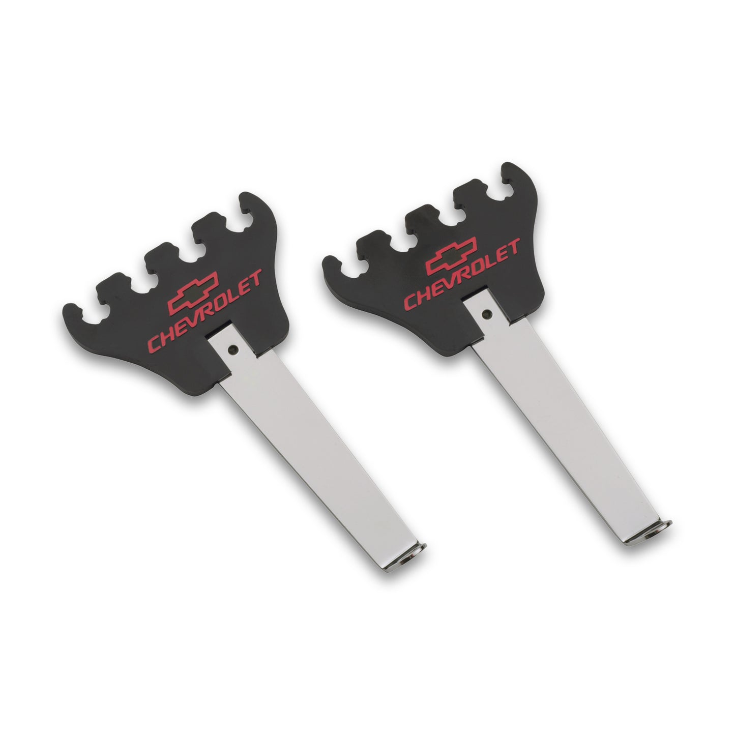 Proform Spark Plug Wire Loom Set; Universal; Chrome; Black Plastic; Bowtie Logo; 1-Pair 141-636