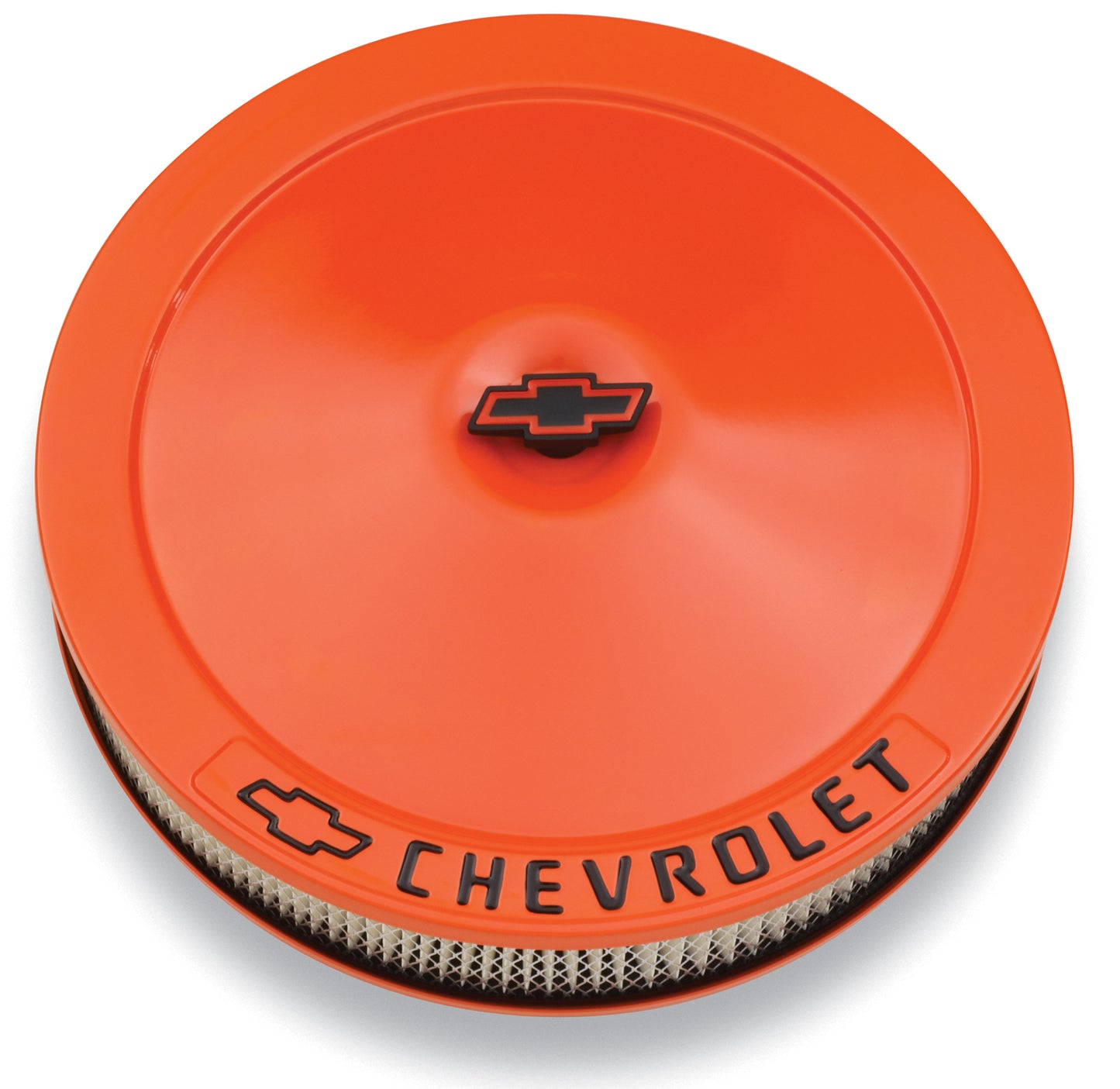 Proform Engine Air Cleaner Kit; 14 Inch Dia; Orange; Chevy Black Lettering w/Bowtie Logo 141-785