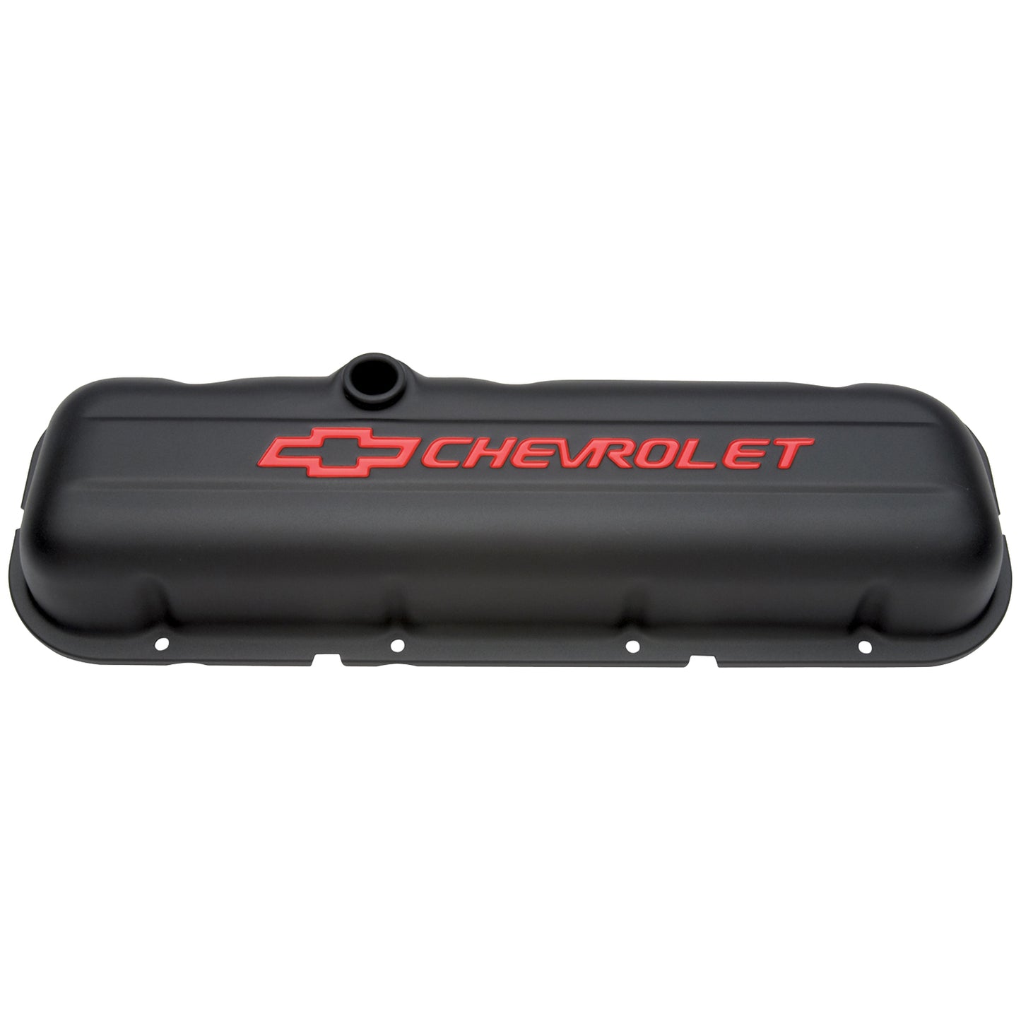 Proform Engine Valve Covers; Stamped Steel; Short; Black; w/ Bowtie Logo; Fits BB Chevy 141-810