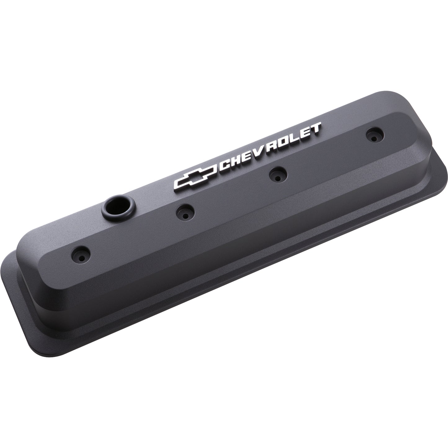 Proform Valve Covers; SBC; 87-Pre LS; Ctr Bolt; Tall; Alum; Blk Crinkle; Raised Emblems 141-840