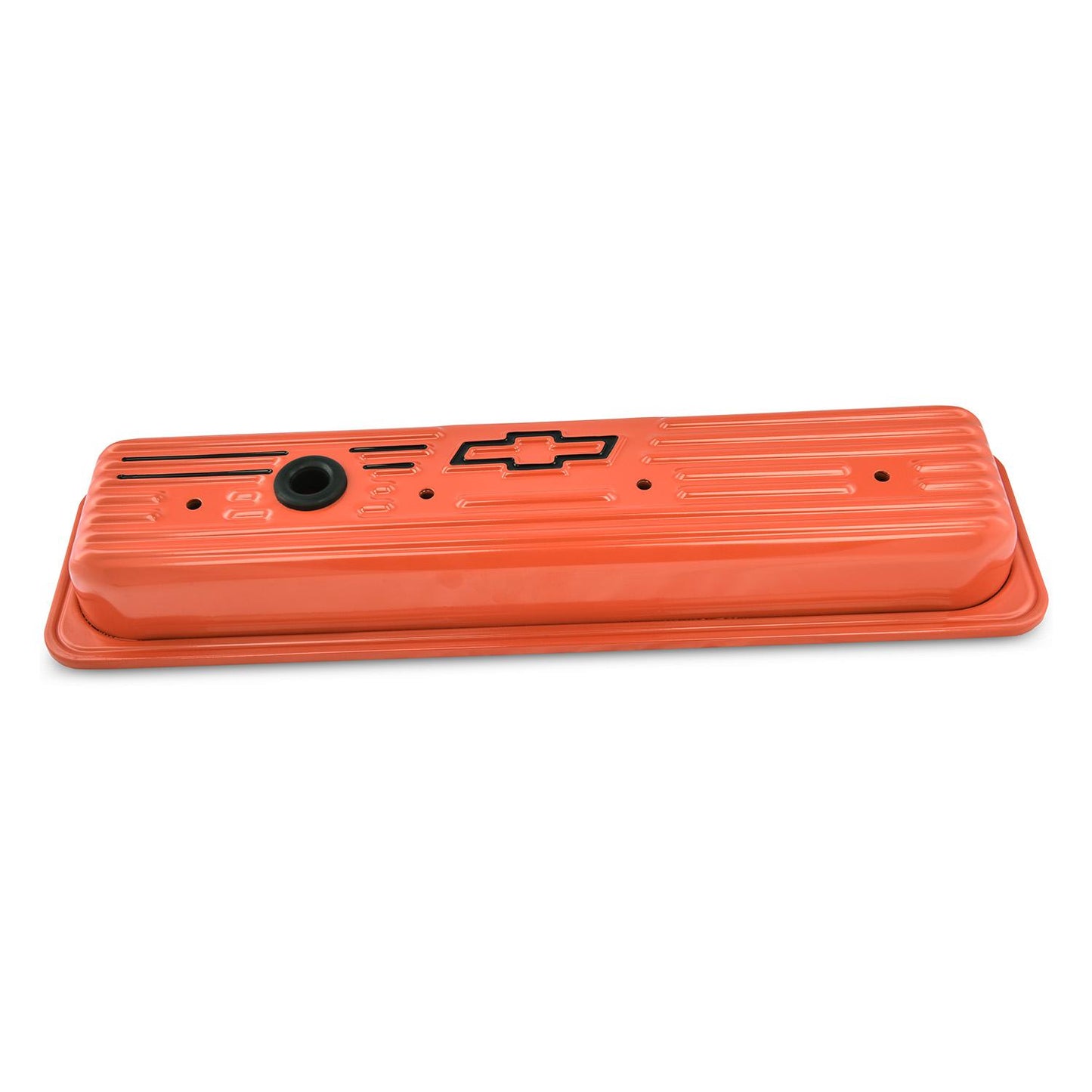 Proform Engine Valve Covers; Center Bolt; Steel; Chevy Orange w/ Bowtie Logo; SB Chevy 141-918