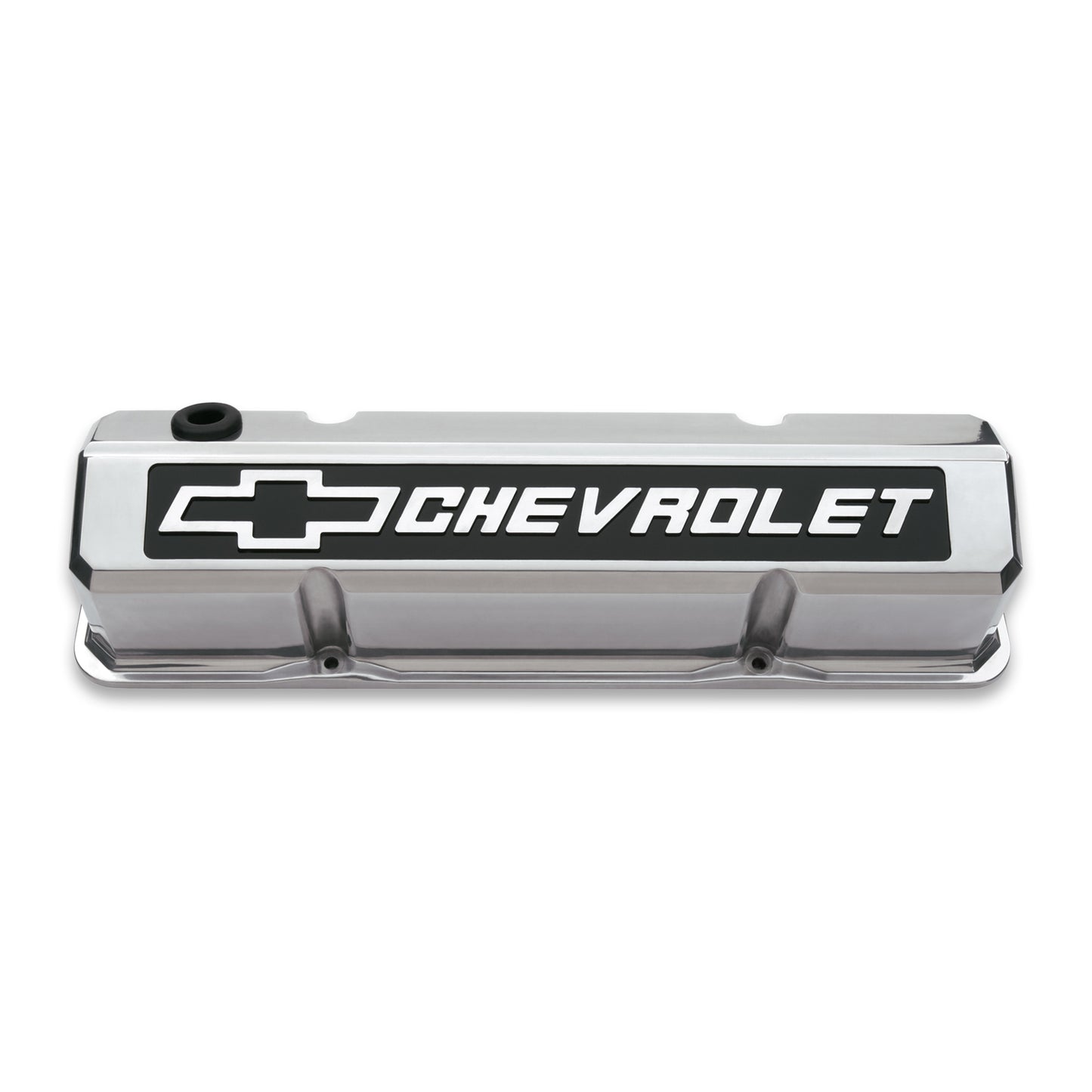 Proform Valve Covers; Slant-Edge Tall; Die Cast; Polished w/Raised Bowtie Logo; SB Chevy 141-920
