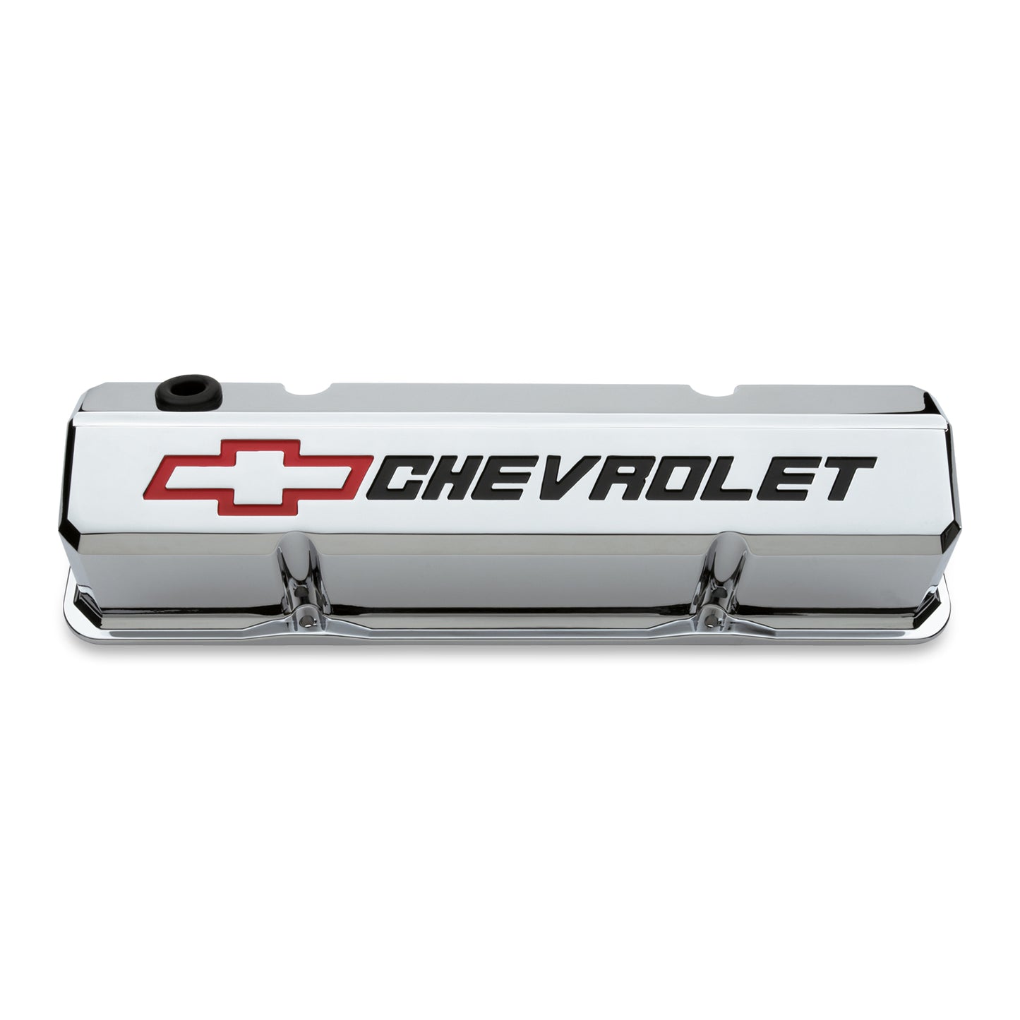 Proform Valve Covers; Slant-Edge Tall; Die Cast; Chrome w/Recessed Bowtie Logo; SB Chevy 141-930