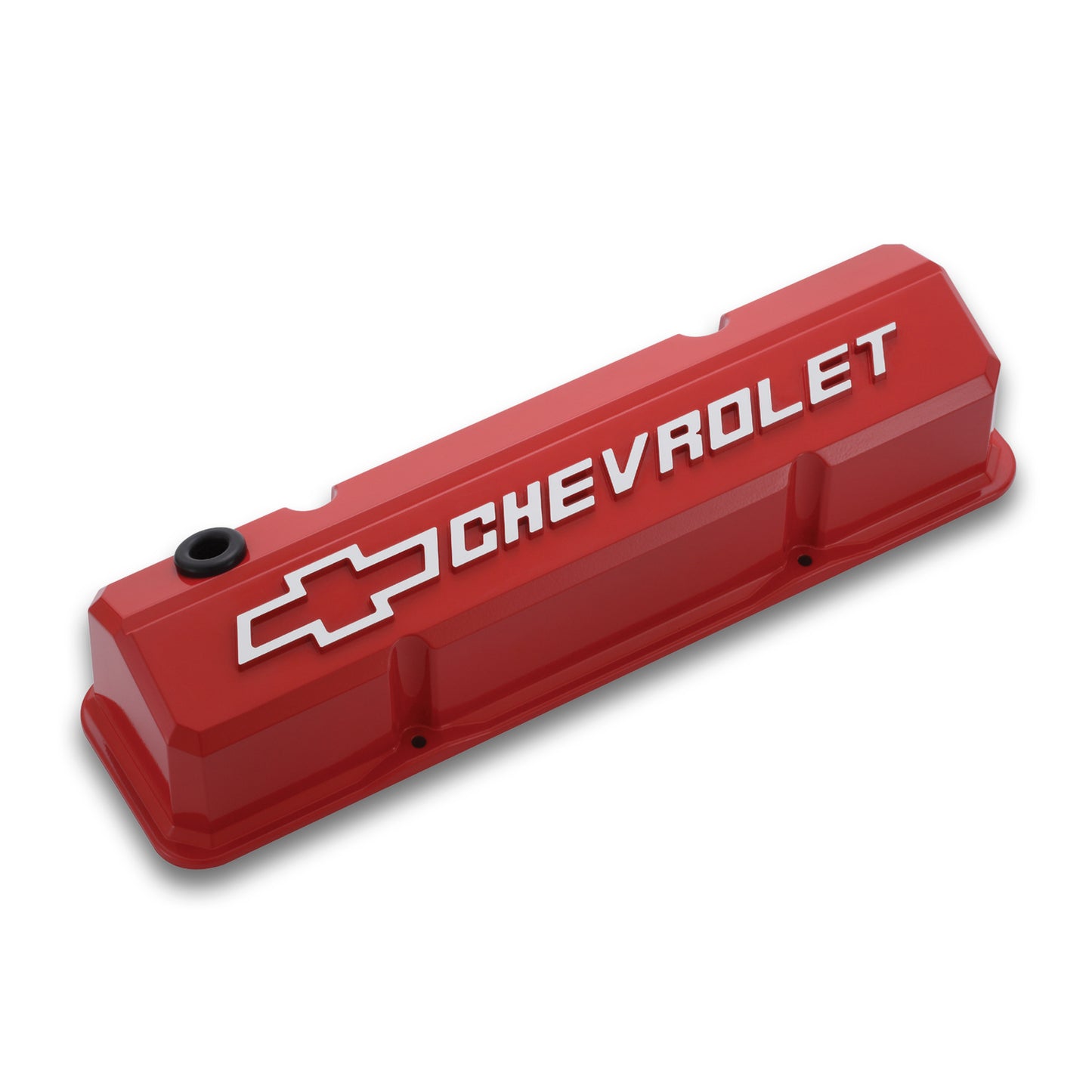 Proform Valve Covers; Slant-Edge Tall; Die Cast; Red w/ Raised Bowtie Logo; SB Chevy 141-931