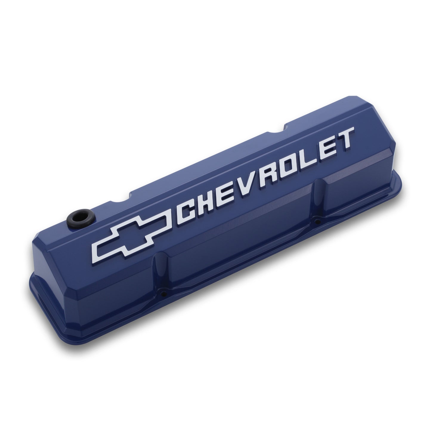 Proform Valve Covers; Slant-Edge Tall; Die Cast; Blue w/ Raised Bowtie Logo; SB Chevy 141-932