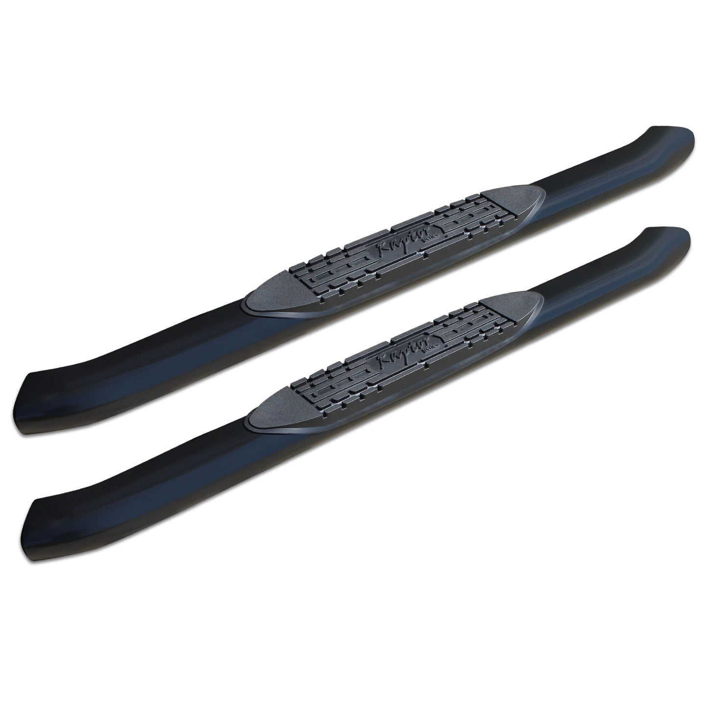 Raptor Series 4 in OE Style Curved Oval Steps Black E-Coated Alloy Steel 1501-0581B