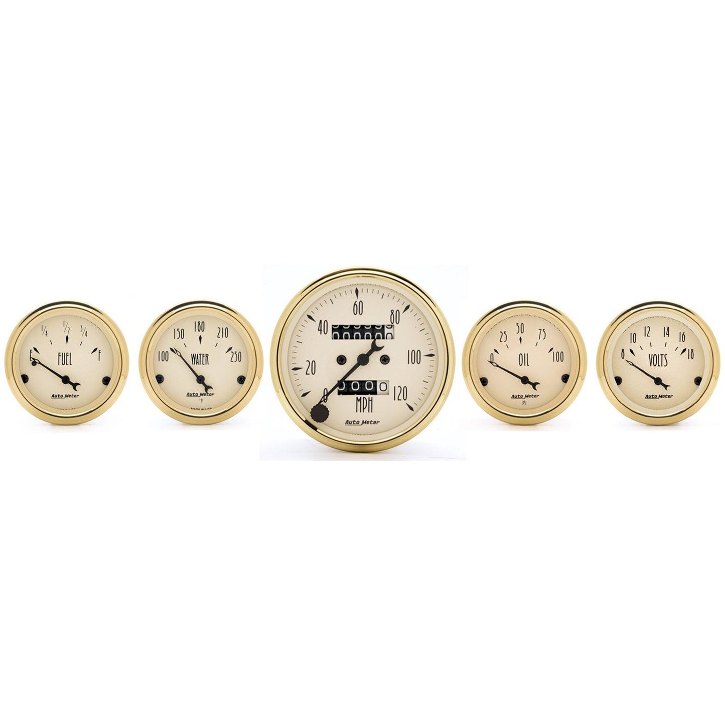 AutoMeter 5 PC. GAUGE KIT 3-1/8 in. & 2-1/16 in. MECH. SPEEDOMETER GOLDEN OLDIES 1501