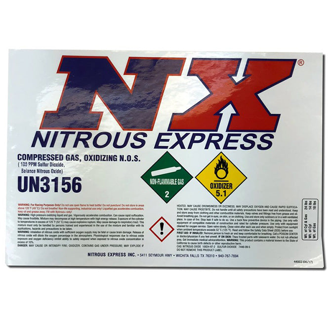 Nitrous Express BOTTLE DECAL FOR 10LB BOTTLE NX-15994