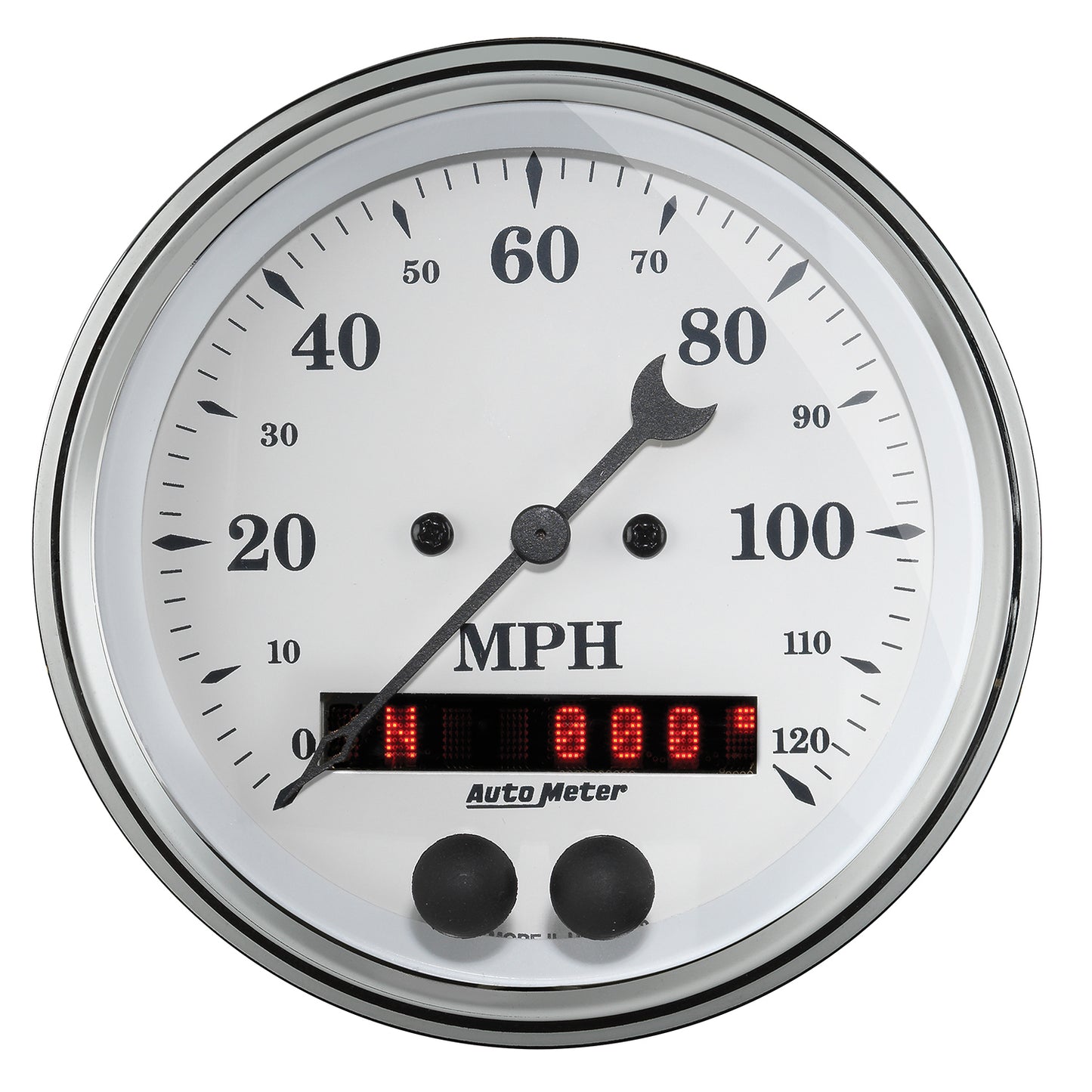 AutoMeter 3-3/8 in. GPS SPEEDOMETER 0-120 MPH OLD-TYME WHITE 1649