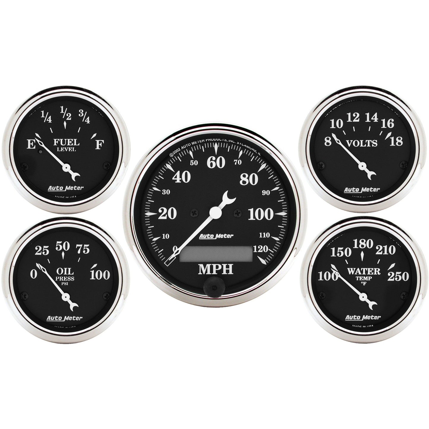 AutoMeter 5 PC. GAUGE KIT 3-1/8 in. & 2-1/16 in. ELEC. SPEEDOMETER OLD TYME BLACK 1709