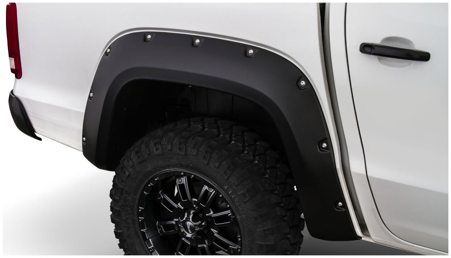 Bushwacker 171004-02 Black Pocket/Rivet Style Smooth Finish Rear Fender Flares For 2017-2022 Volkswagen Amarok; Fits 61.2 In. Bed