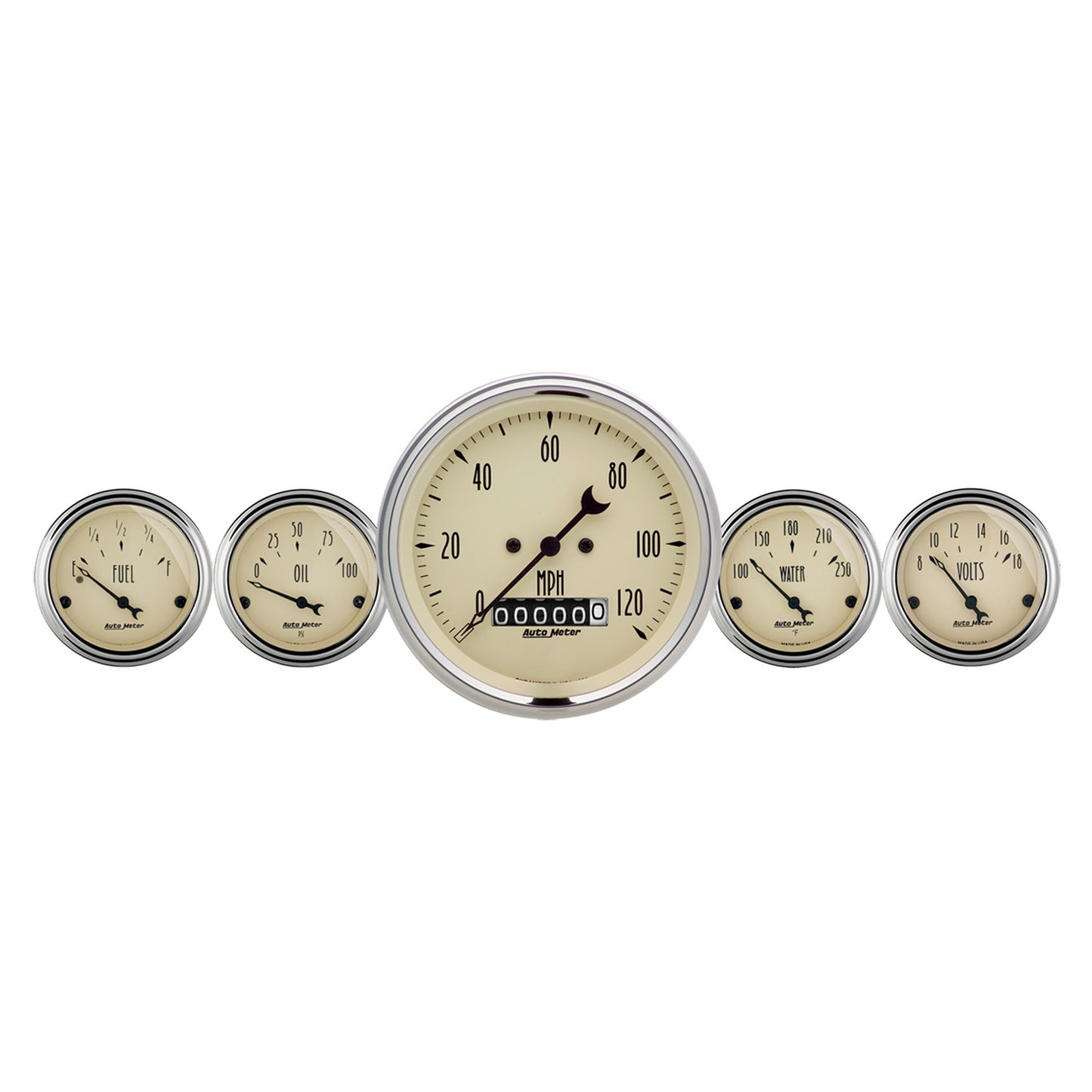 AutoMeter 5 PC. GAUGE KIT 3-3/8 in. & 2-1/16 in. ELEC. SPEEDOMETER ANTIQUE BEIGE 1840