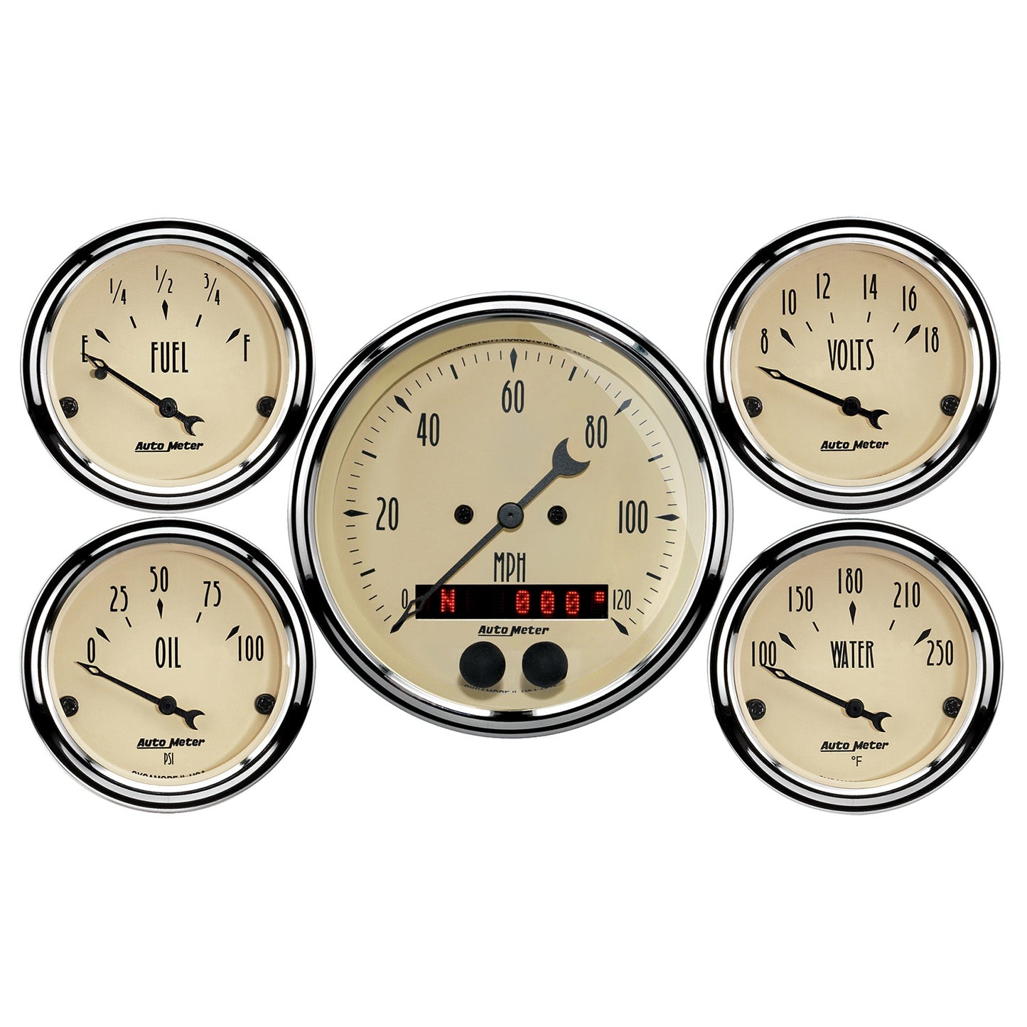 AutoMeter 5 PC. GAUGE KIT 3-3/8 in. & 2-1/16 in. GPS SPEEDOMETER ANTIQUE BEIGE 1850