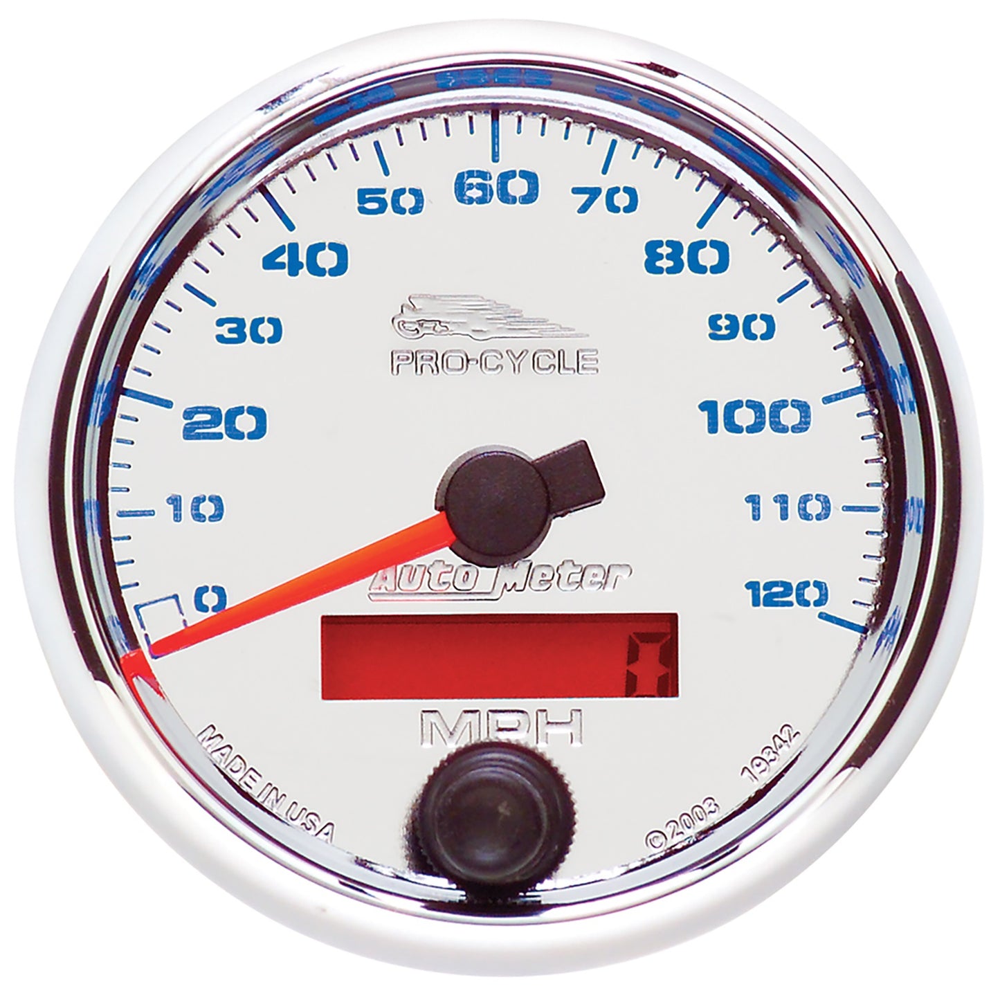 AutoMeter 2-5/8 in. SPEEDOMETER 0-120 MPH CHROME PRO-CYCLE 19342