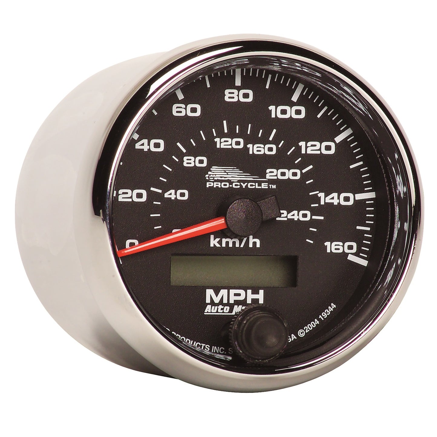AutoMeter 2-5/8 in. SPEEDOMETER 0-160 MPH 0-260 KPH BLACK PRO-CYCLE 19344