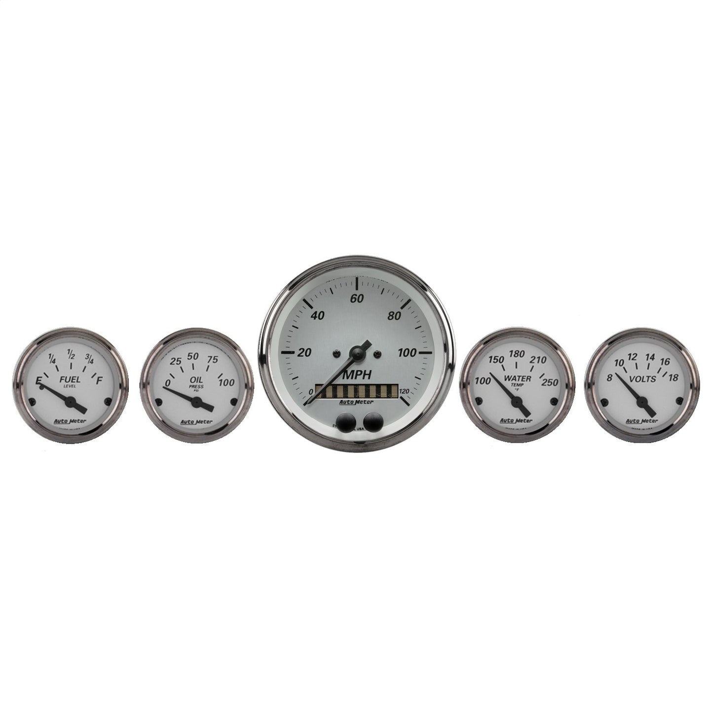 AutoMeter 5 PC. GAUGE KIT 3-3/8 in. & 2-1/16 in. GPS SPEEDOMETER AMERICAN PLATINUM 1950