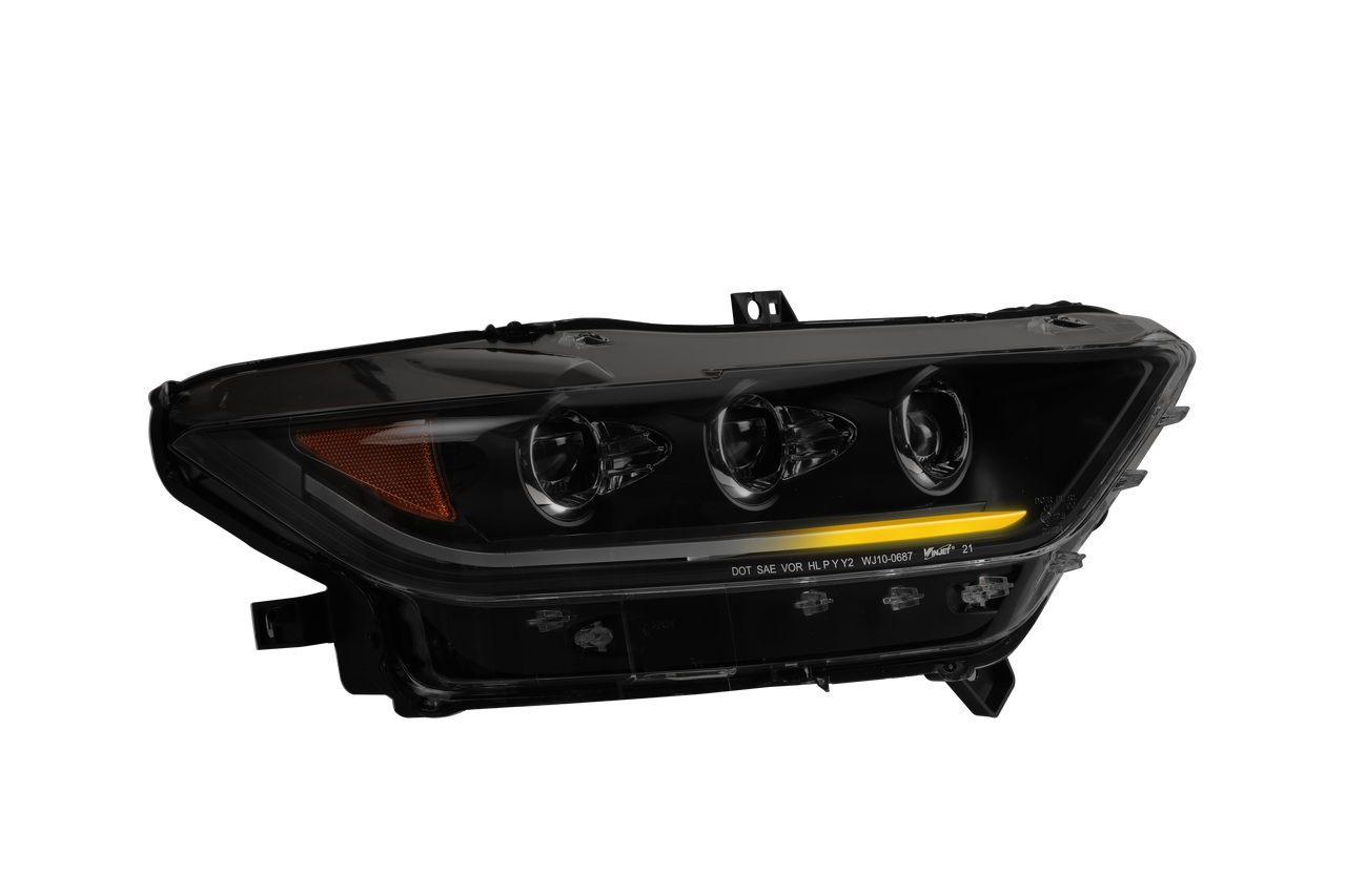 RENEGADE 2015-2017 Mustang Full LED high/Low beam Sequentail Head light - Glossey Black/Clear WINJET-CHRNG0687-B-SQ
