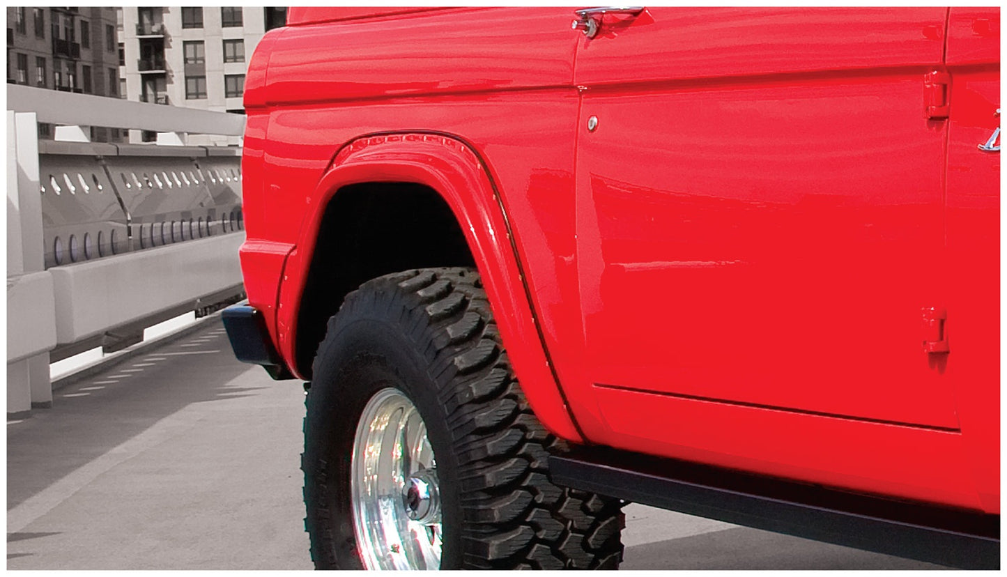 Bushwacker 20002-07 Black Cutout Style Textured Finish Rear Fender Flares For 1966-1977 Ford Bronco