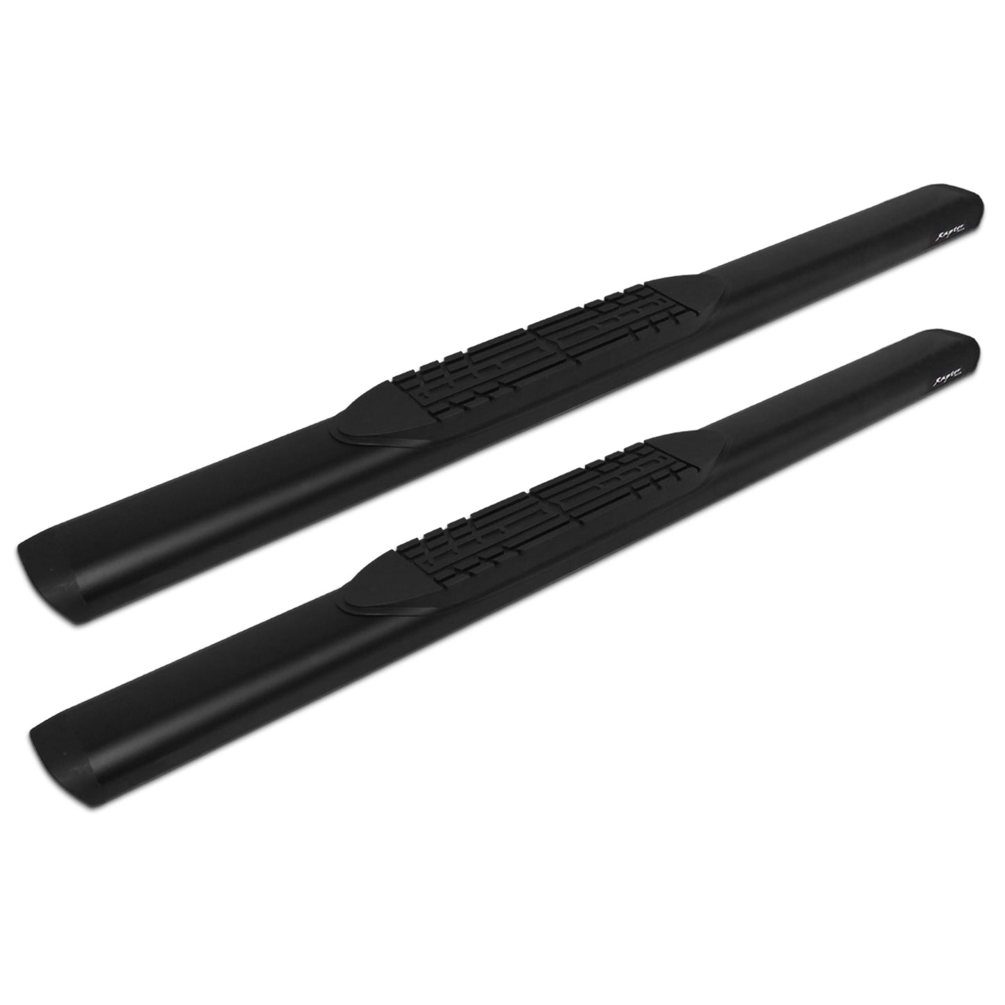 Raptor Series 5 in Oval Style Slide Track Running Boards Black Textured Aluminum 2001-0017BT