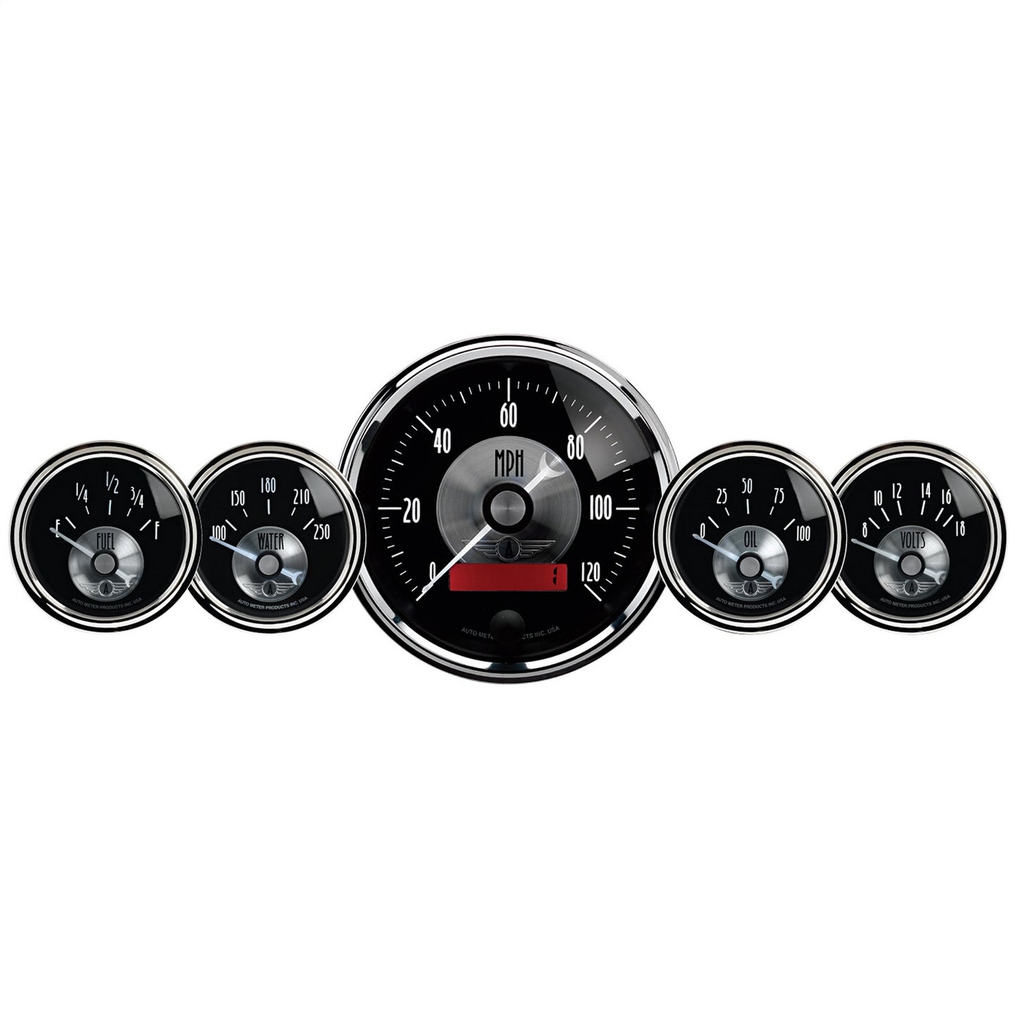 AutoMeter 5 PC. GAUGE KIT 3-3/8 in. & 2-1/16 in. ELEC. SPEEDO W/LCD ODO PRESTIGE BLK. DIAMOND 2001