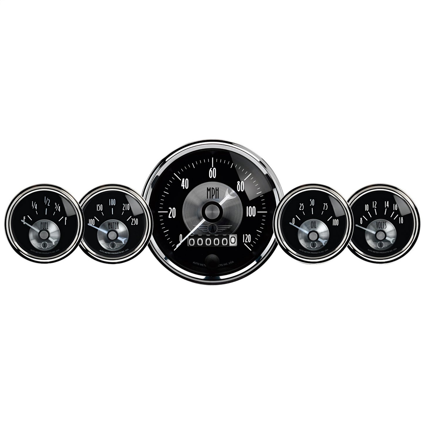 AutoMeter 5 PC. GAUGE KIT 3-3/8 in. & 2-1/16 in. ELEC. SPEEDO W/WHEEL ODO PRESTIGE BLK. DIAMOND 2003