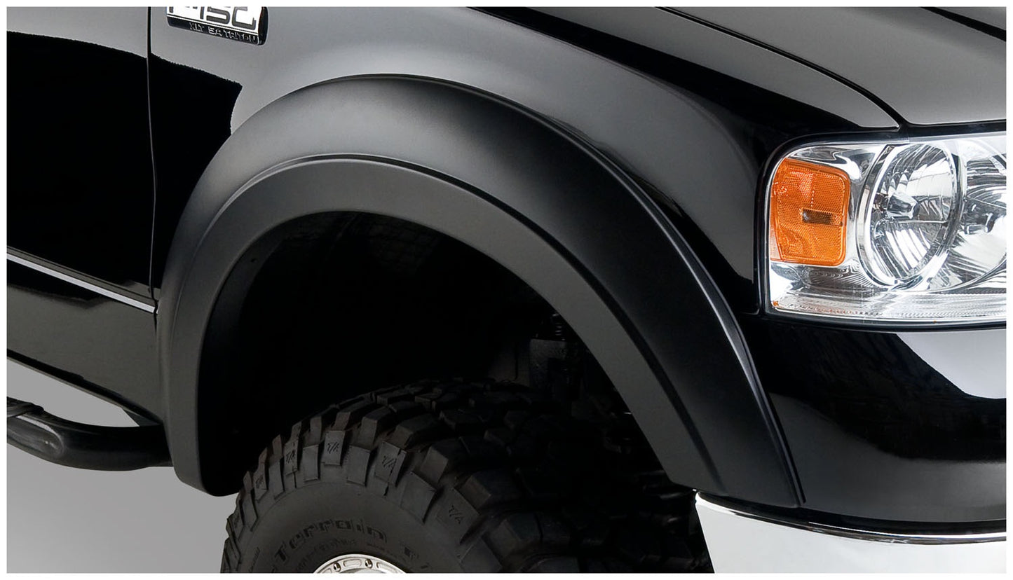 Bushwacker 20051-02 Black Extend-A-Fender Style Smooth Finish Front Fender Flares For 2004-2008 Ford F-150