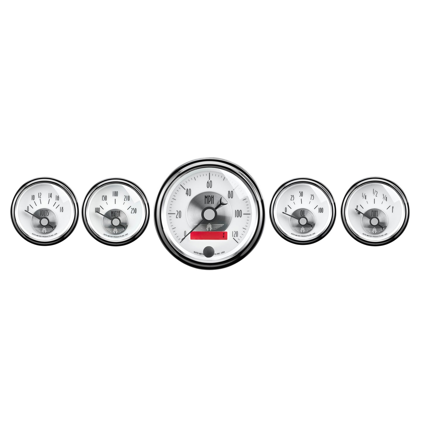 AutoMeter 5 PC. GAUGE KIT 3-3/8 in. & 2-1/16 in. ELEC. SPEEDO W/ LCD ODO PRESTIGE PEARL 2006