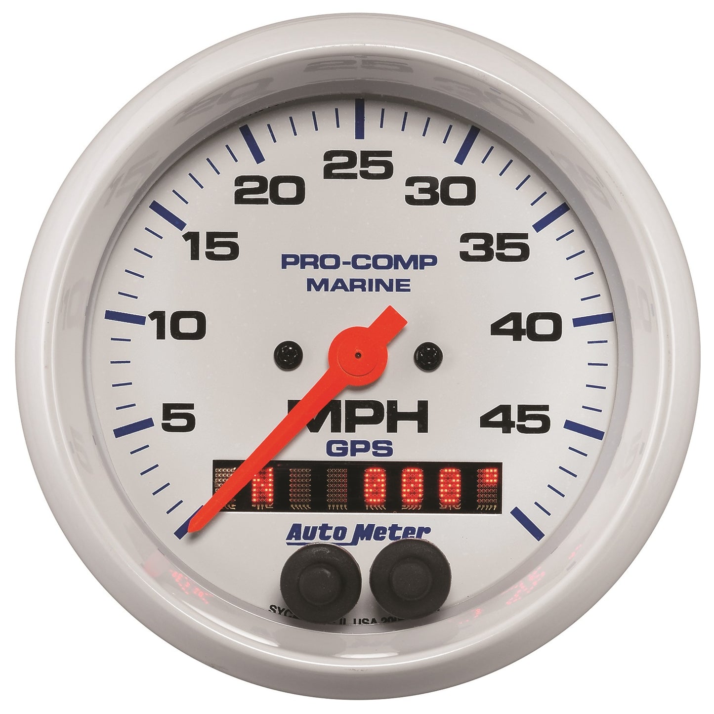 AutoMeter 3-3/8 in. GPS SPEEDOMETER 0-50 MPH MARINE WHITE 200635