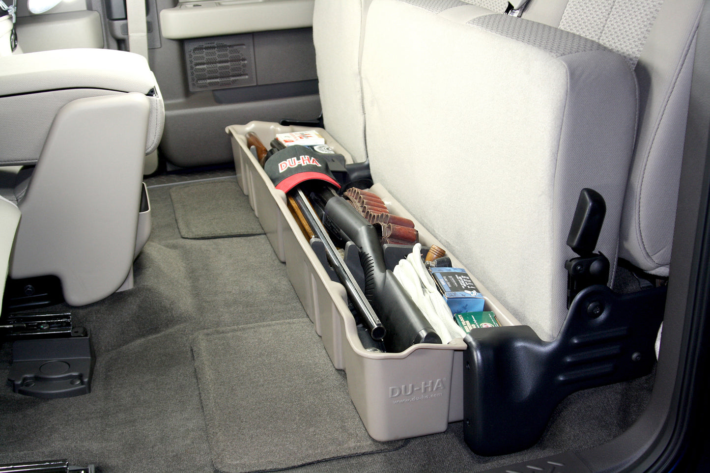 DU-HA 20072 Ford Underseat Storage Console Organizer And Gun Case - Gray