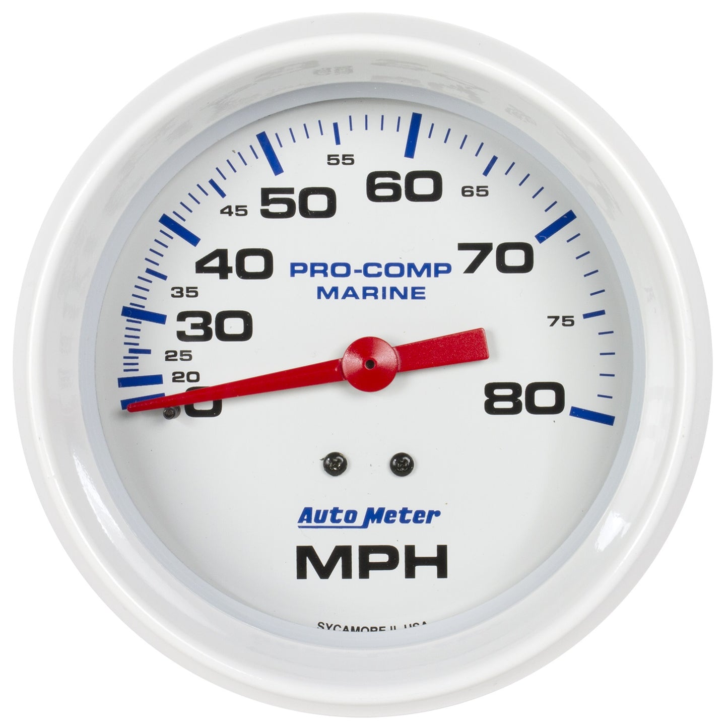 AutoMeter 3-3/8 in. MECHANICAL SPEEDOMETER 0-80 MPH MARINE WHITE 200753