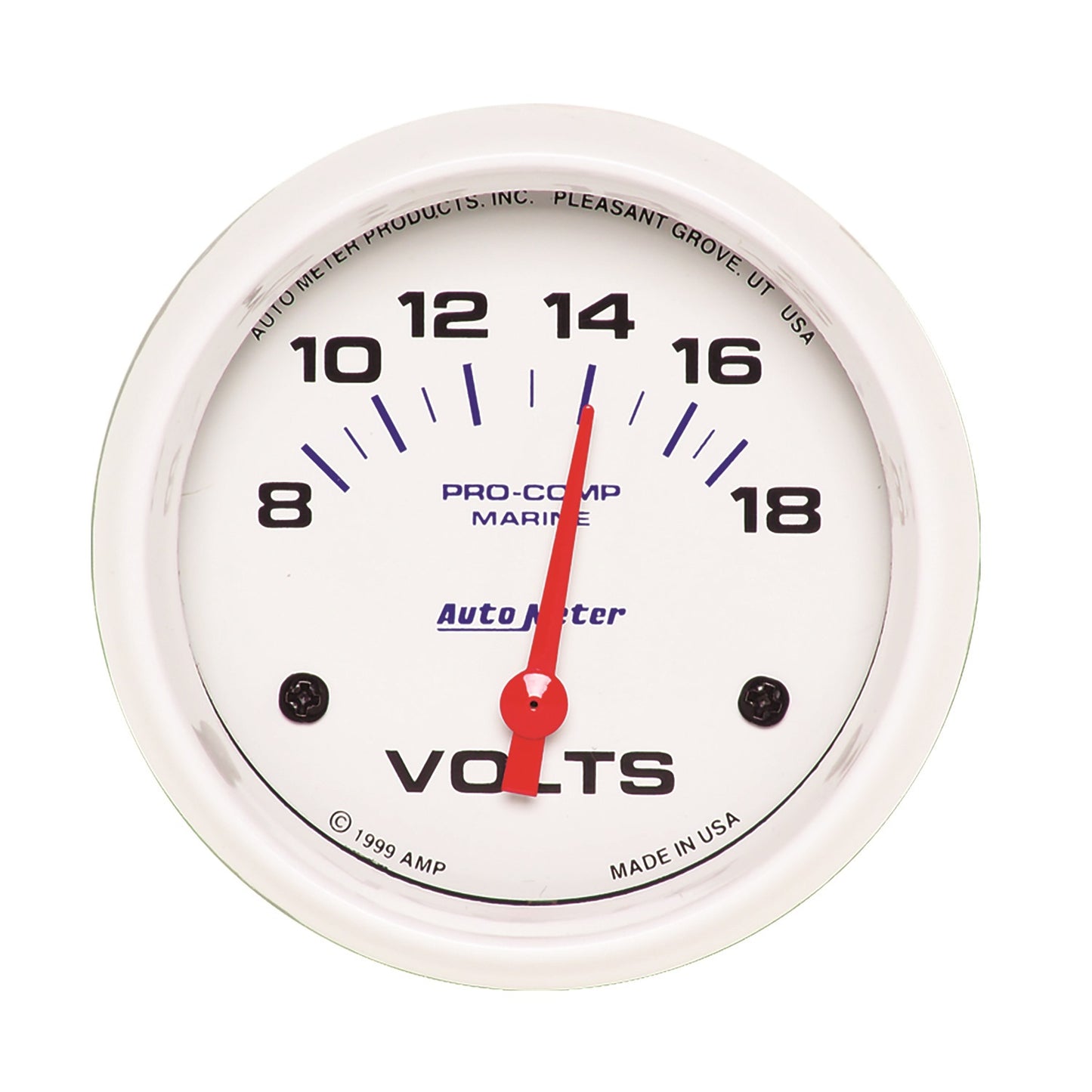 AutoMeter 2-5/8 in. VOLTMETER 8-18V MARINE WHITE 200757