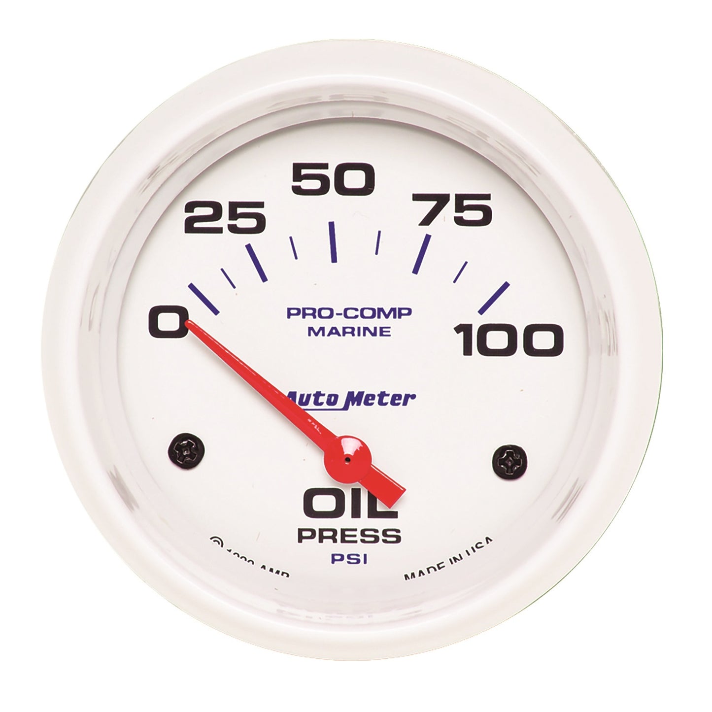 AutoMeter 2-5/8 in. OIL PRESSURE 0-100 PSI MARINE WHITE 200759