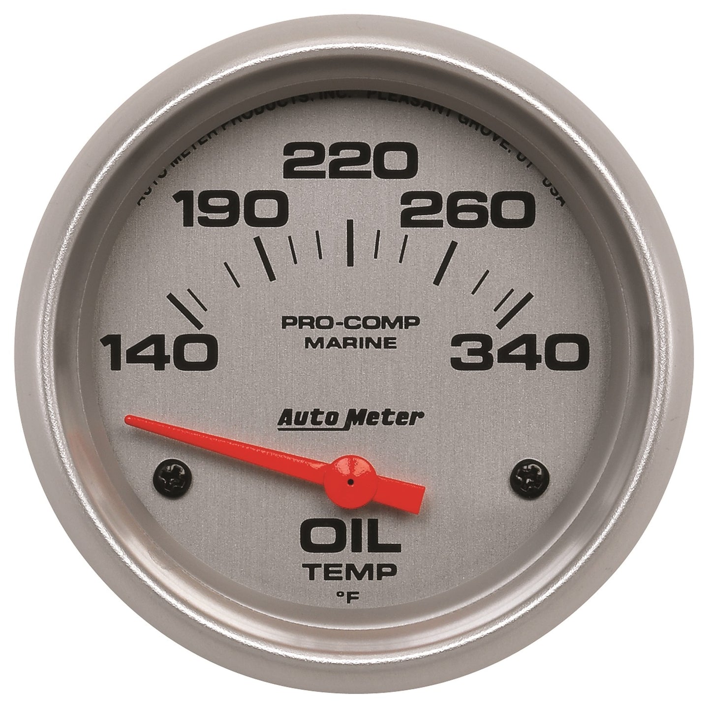 AutoMeter 2-5/8 in. OIL TEMPERATURE 140-340 Fahrenheit MARINE SILVER ULTRA-LITE 200765-33